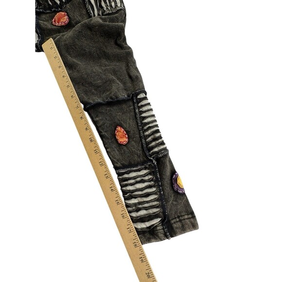 Handmade Shiva Patchwork Long Boho Hoodie Pre-Washed Cotton Black - Picture 8 of 12